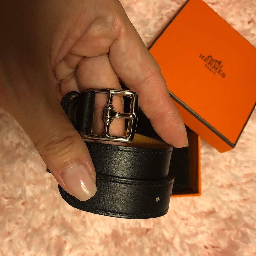 Hermes Black Calfskin Leather Etriviere Bracelet